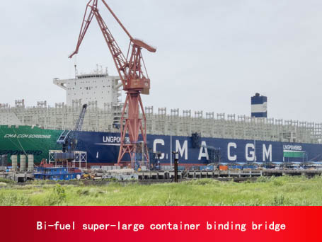 Bi-fuel super-large container binding bridge
