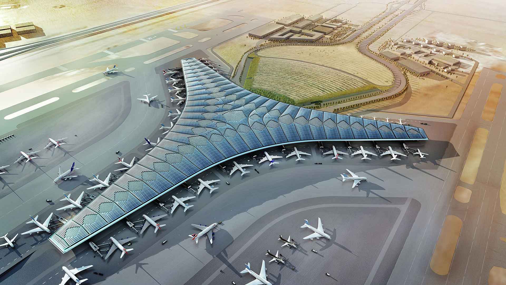 A Kuwait International Airport egy 37,7 négyzetkilométeres (14,6 négyzetmérföldes) repülőtér a kuvaiti Farwaniya városában, 15,5 km-re (9,6 mérföldre) délre Kuvait városától.Az Al Jazeera és a Kuvait légitársaságok központja.