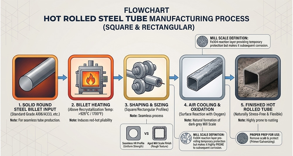 hot rolled steel tube manufacturer process flowchart